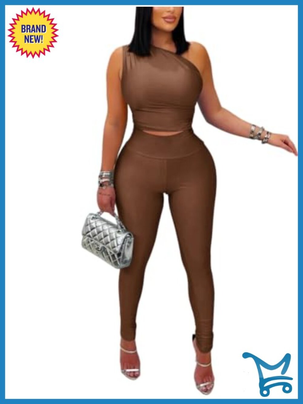 One Shoulder Ruched Crop Top & Bodycon Pants Set | Women's Sexy 2-Piece Party